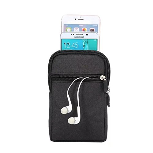MojiDecor Hüfttasche Handytasche Bauchtasche Gürteltasche Taillepäckchen Handyhülle mit Gürtel Schlaufe für Smart Phones bis 6,3 inch iphone 7s plus/iphone 6/S6 (Schwarz)