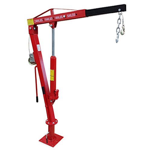 EBERTH 900 kg hydraulischer Pick-Up Kran (Lasthaken, Kette, Hubhöhe 1900 mm, 360° Schwenkfunktion, Seilwinde, zusammenklappbar)