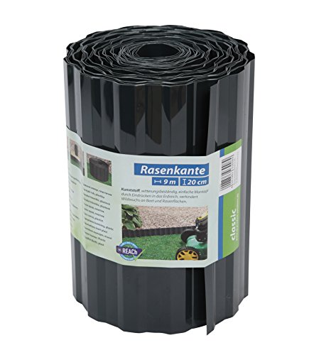 Floraworld 012934 Rasenkante classic, Anthrazit, 900 x 14 x 20 cm