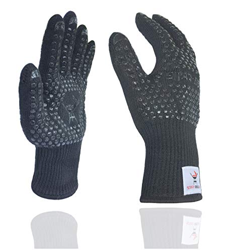 STAR-BBQ Grillhandschuhe hitzebeständig mit Silikon Schwarz (1 Paar)