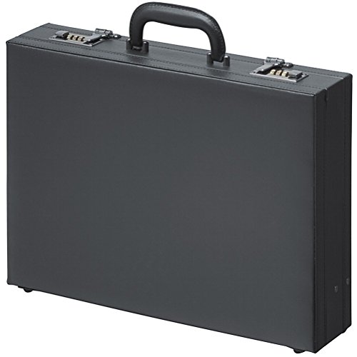 Aktenkoffer Attache Attachekoffer Koffer Kunstleder Schwarz Mit Dehnfalte    Black Line