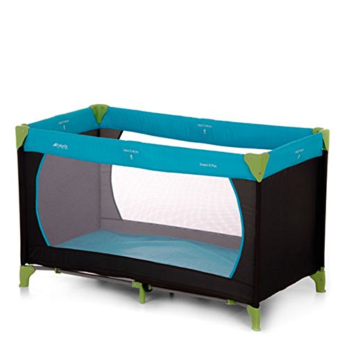 Hauck Kinderreisebett Dream N Play, inkl. Hauck Reisebettmatratze, tragbar und klappbar, 120 x 60 cm, blau/schwarz/grün (waterblue)