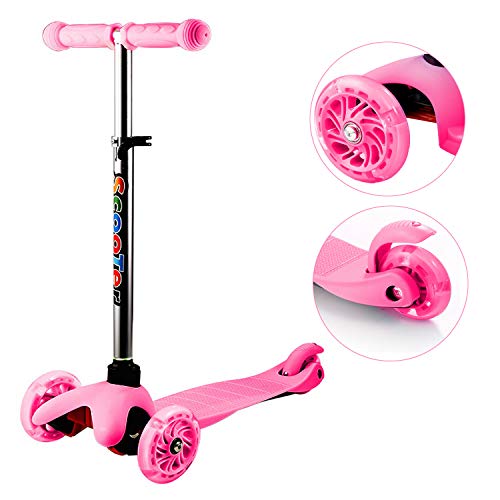 OUTCAMER Kinderroller Höhenverstellbar Scooter 3 Räder Roller Tretroller Kinder ab 2 Jahre mit LED Rollen