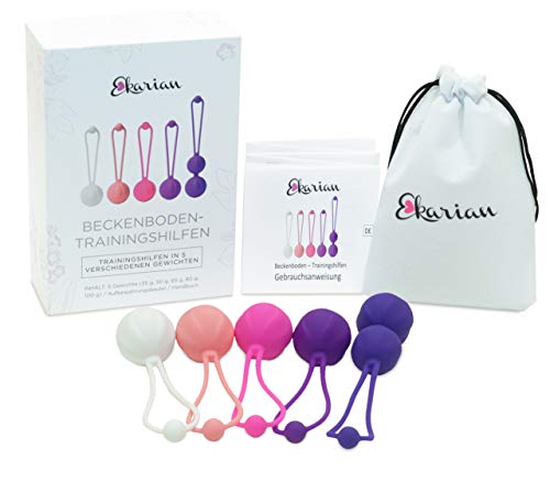 EKARIAN Beckenboden Trainingshilfen | nach Schwangerschaft | Beckenbodentraining | bei Blasenschwäche | Medizinisches Silikon | Kegel Ball Set | 5 Gewichte Set
