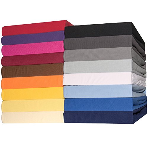 Spannbettlaken Jersey Baumwolle 140x200 - 160x200 cm Spannbetttuch für Standardmatratzen CelinaTex 0002793 Lucina dunkel-grau