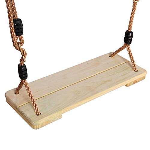 MagiDeal Holz Kinderschaukel mit Seil, Brettschaukel Schaukelsitz belastbar bis ca. 150Kg Spielplatz im Freien Garten