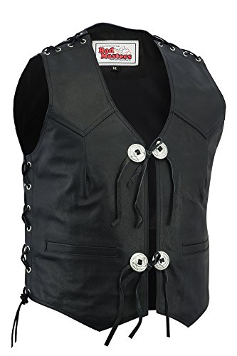 German Wear Leder Motorrad Kutte Weste, Schwarz, 5XL