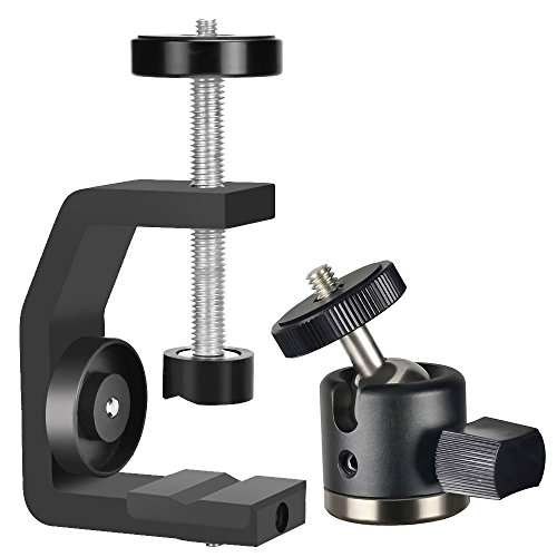 UTEBIT C-Klemme Foto mit Kamera Kugelkopf Set Max Offene 60mm Super Clamp Klemmestativ 360° Drehbar Ball Head mit 1/4'' Schraube für Lampenstativ / DSLR Kamera Stativ / Einbeinstativ/ Mehr