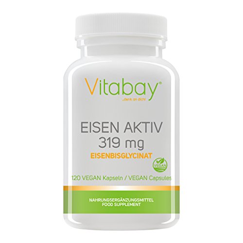 Eisen Aktiv aus Eisenbisglycinat 319 mg - 120 Vegi Kapseln - Extra hochdosiert & hoch verfügbar