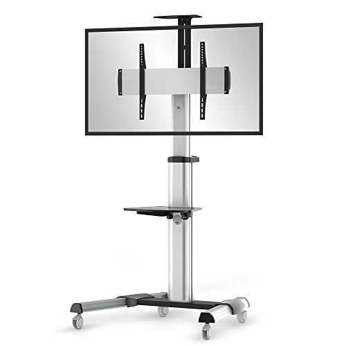 conecto LM-FS02G Professional TV-Ständer Standfuß für Fernseher Flachbildschirm LCD LED Plasma höhenverstellbar 37-70 Zoll (94-178 cm, bis 50 kg Tragkraft) max. VESA 600x400mm, Aluminium, silbergrau/schwarz