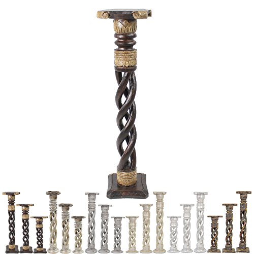 1m Blumensäule Ständer Blumensockel Säule Gedreht Podest Dekosäule Holz Dunkelbraun