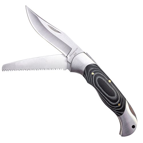 Jagdtaschenmesser Leegebruch Mikarta Klinge: 440 Stahl Ledertasche 2tlg.