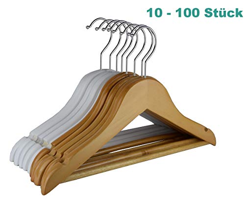 RSR Hangers 10 Stück Kinderbügel Holz Kinder Kleiderbügel Holz Natur | Kinderbügel | Babybügel | Garderobenbügel | Hosenbügel | Hemdenbügel | Blusenbügel | ver. Mengen&Farben