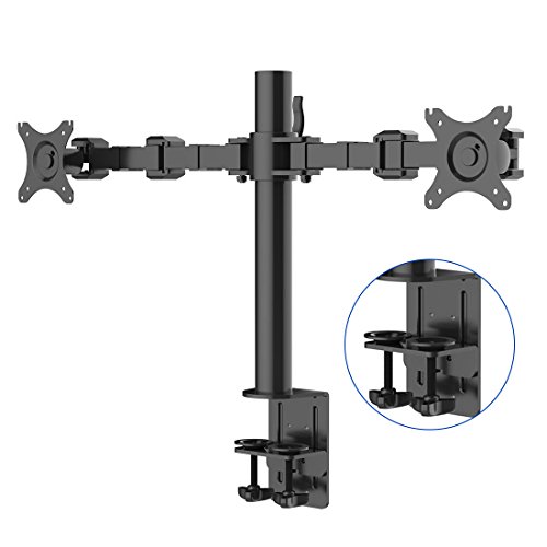 Fleximounts D1D Monitorhalter Tischhalterung Standfuß mit 2 Armen für 2 Monitore 10'-27'(25-68cm) LCD LED TV Bildschirme Flachbildschirm, Belastbarkeit:10 kg/pro Monitor, neigbar, schwenkbar 360°, höhenverstellbar