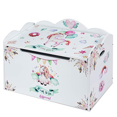 COSTWAY Spielzeugkiste mit Deckel, Spielzeugbox Kinder, Spielkiste Aufbewahrungsbox Kindermöbel, Farbewahl (weiß)