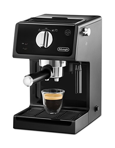 De'Longhi ECP 31.21 Espresso Siebträgermaschine | Siebträgerhalter mit Aluminium Finish | Milchschaum Düse | Filtereinsatz für 1 oder 2 Tassen Espresso | Auch für Pads Geeignet | Schwarz