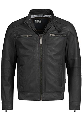 Indicode Herren Germo Lederjacke 100% Lammleder Bikerjacke Jacke Echtlederjacke Black XL