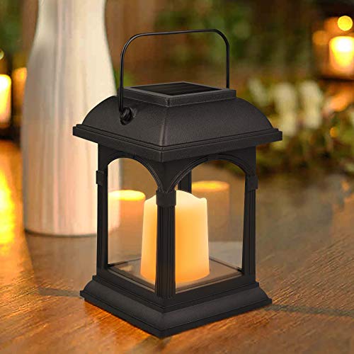 Solar Laterne mit LED Kerze, Nasharia Solarlaterne und Kerze für Außen Flackereffekt Solar Led Laterne mit Kerzen Dekoration Lampen für Garten Terassen Haus Wand Weg Auffahrt Rasen
