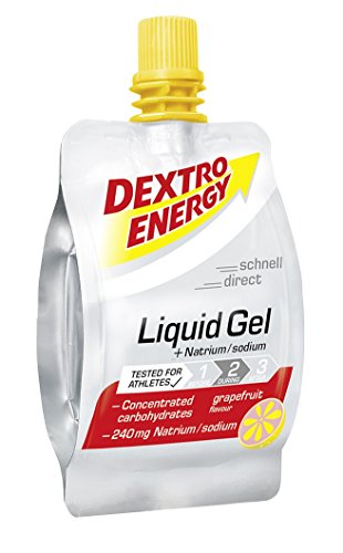 Dextro Energy Liquid Gel Grapefruit + Natrium / Flüssiges kohlenhydratreiches Konzentrat-Gel mit Natrium für Ausdauer- & Leistungs-Sportler - leicht trinkbar / 18 Beutel (18 x 60ml)