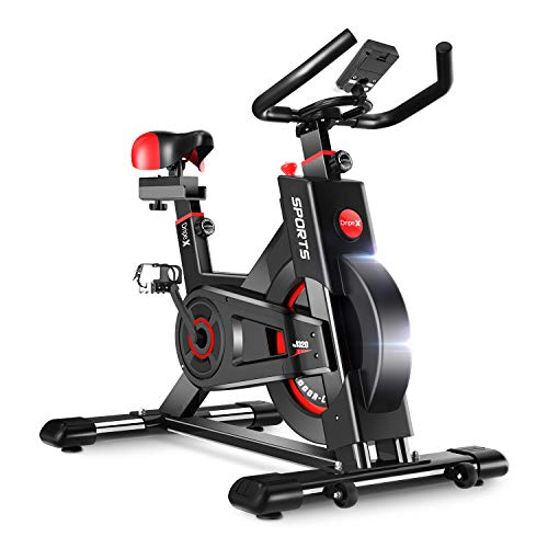 Dripex Ergometer Heimtrainer Fahrrad Fitness Bikes, Studioqualität mit Pulsmesser, Stufenlose Widerstandseinstellung, großes Trägheitsschwungrad, Benutzergewicht bis 150kg