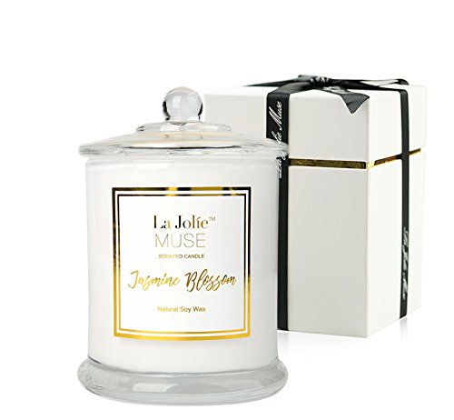 Duftkerze im Glas Jasmin Duft 100%Sojawachs groß Aromatherapie Kerze 55Std Geschenkbox