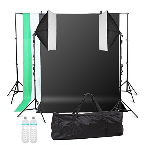 MVPOWER Profi Studio Kit mit Softbox Hintergrundsystem Lampenhalter Fotostudio Dauerlicht Set inkl. Fotoleuchte