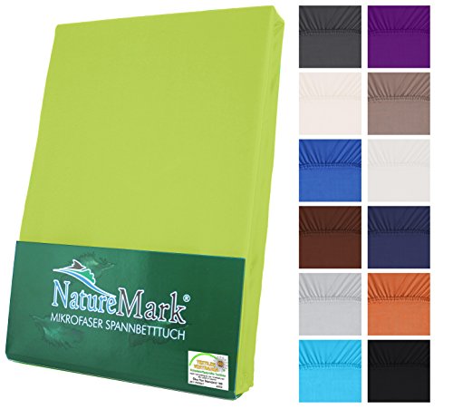 NatureMark Microfaser Spannbetttuch Spannbettlaken in allen Größen und vielen Farben, 90x200 bis 100x200 cm Anthrazit