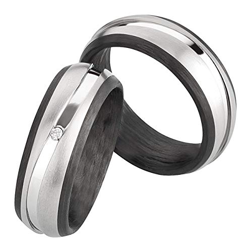 ***AKTIONSPREIS***123traumringe 2x Trauringe/Eheringe Titan/Carbon in Juwelier-Qualität (Brillant/Gravur/Ringmaßband/Etui)