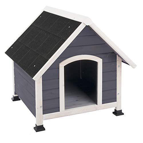 Limal Hundehütte Hundehaus Katzenhaus Haustierhaus, grau, Outdoor, 70,8 x 76 x 74,2 cm