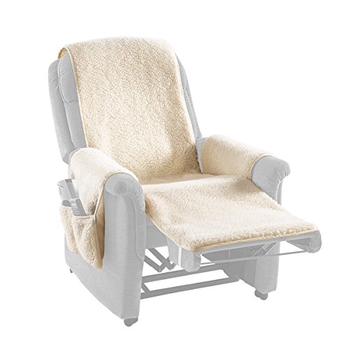 Schurwoll-Sesselschoner , beige, Sesselüberwurf zum Schutz des Originalbezuges