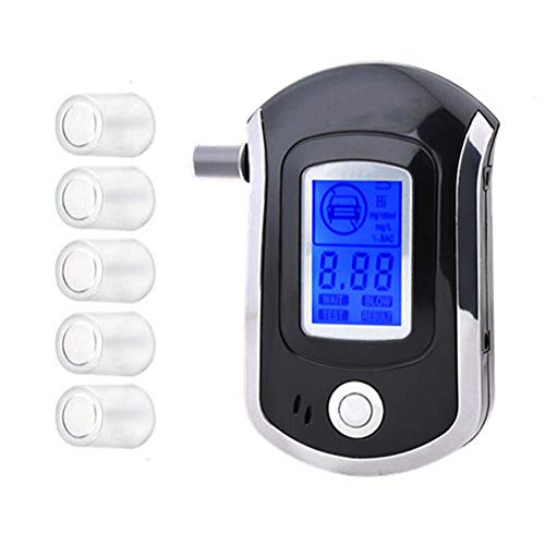 iweed IWE88 Alkoholtester Professioneller Atemalkoholmessgerät Halbleiter Sensor Digital LCD Bildschirm Promilletester Alkoholmessgeräte mit 5 Mundstücke