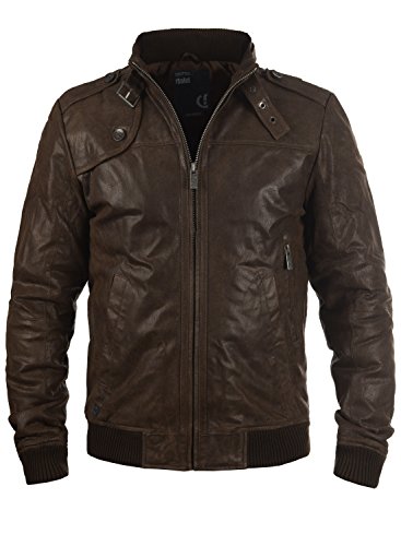 !Solid Dash Herren Lederjacke Bikerjacke Echtleder Mit Stehkragen, Größe:M, Farbe:Mocca (5050)
