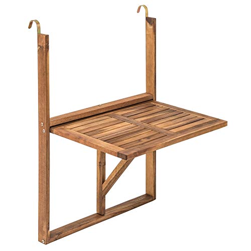 IHD Balkonhängetisch Hängetisch Balkontisch Klapptisch Akazienholz 60x40 cm klappbar