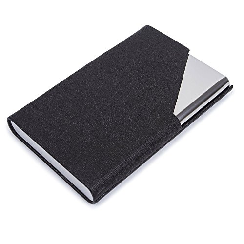 Visitenkarten Etuis Leder, UBaymax Metall Edelstahl Visitenkarten-Etui Visitenkartenhalter mit Magnetverschluss, Visitenkartenetuis ID-Karten Hülle Kreditkartenetuis für Büro Herren Damen (Schwarz)