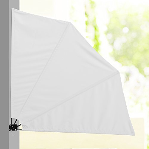 [casa.pro] Balkon - Fächermarkise (Weiß)(160 x 160 cm) Sichtschutz/Seitenmarkise klappbar/Balkonumspannung/Wandklappschirm