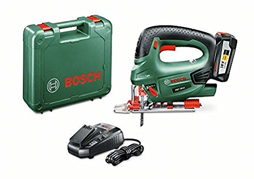Bosch Akku Stichsäge PST 18 LI (Akku, Ladegerät, Spanreißschutz, Sägeblatt, 18 Volt System, 2,5 Ah)