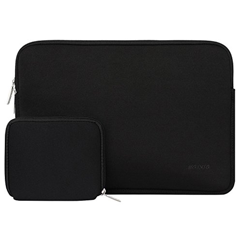 MOSISO Sleeve Hülle Tasche für 15-15,6 Zoll MacBook Pro, Notebook Computer Wasserresistente Lycra Laptophülle Schutzhülle Laptoptasche Notebooktasche mit Kleinen Fall, Schwarz