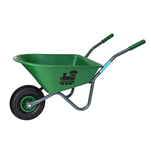 Kinderschubkarre mit Motiv Schiebkarre Metallschubkarre Gartenkarre (Grün)