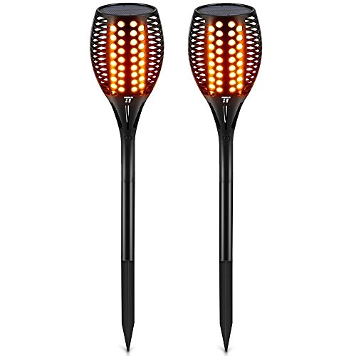TaoTronics Solarleuchte Garten-Fackeln 2 Stück Solar Gartenleuchte Solar Garten Beleuchtung Garten Licht Solarlampe mit realistischen Flammen und IP65 wasserdicht
