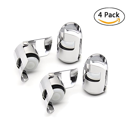 povad Sektflaschenverschluss- Edelstahl Vakuum versiegelt Wein Champagner Flasche Stopper Cap, Silberfarben, 4 PCS