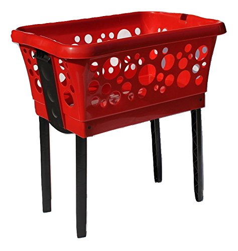 Wäschekorb aus Plastik mit Klappfüßen stabil und stapelbar in weiß, blau, schwarz, grün, rot, gelb, pink - Farbe wählbar