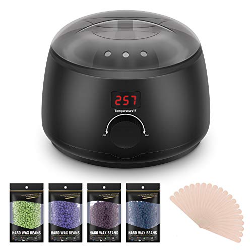 Wachswärmer Set LED elektronische Temperaturregelung Wax enthaarung Kit einstellbar mit ätherischen Ölen Bienenwachs 500ml von ELEHOT