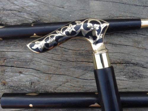 Antik Messing Viktorianischer Gehstock Griff Holz Vintage Stil Design