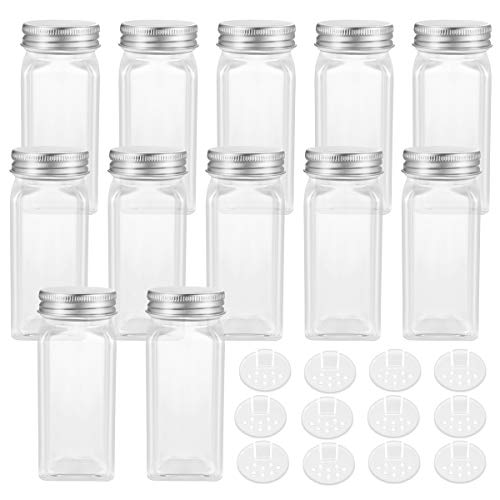 BESTONZON 12 Stück Gewürzgläser Glas 120ml Eckig Gewürzstreuer Leer für Gewürz Aufbewahrung