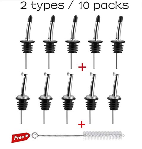 SUPERSUN 10 Stück Flaschenausgießer mit Klappe, Spirituosen-Ausgießer dosierer Weinausgießer Metallkläppchen für Wein Schnaps Olivenöl Kaffee Sirup Essig Flaschen Kunststoffkorken Öl-Ausgießer