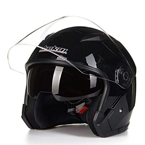 ZHIXX MALL Klapphelm Integralhelm ，Blendung Vermeiden Motorradhelm Roller Sturz Helm - Double Lens Helm (Schwarz, XL)