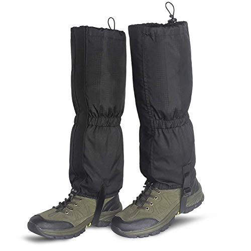 Unigear Outdoor Gamaschen, wasserdichte Einstellbare Gamaschen Atmungsaktive Beinschutz Gaiter für Outdoor-Hosen zum Wandern, Klettern,Trekking, Schneewandern und Jagd 1 Paar MEHRWEG (L-schwarz)
