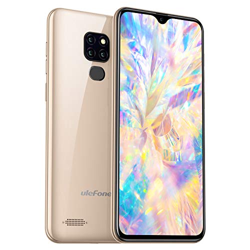 Ulefone Note 7P 4G Smartphone ohne Vertrag, Handy 3GB +32GB (128GB erweiterbar) 6.1' Waterdrop Full Screen, Triple Kamera 8MP+2MP+2MP, Android 9.0, Dual SIM, Global Version, OTG (Gold)