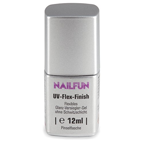 UV-Flex-Finish ohne Schwitzschicht 12ml in der Pinselflasche - hochflexibles hochglänzendes dünnfliessendes Versiegelungsgel in der Pinselflasche
