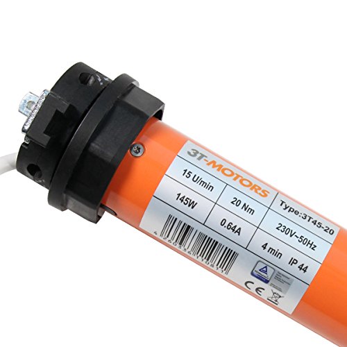 3T-MOTORS Rolladenmotor 20Nm, SW60, 40kg Zugkraft, für 60 mm 8kant Rollladen-Wellen, Rolladenantrieb 3T45-20, Rohrmotor mit mechanischen Endabschaltern